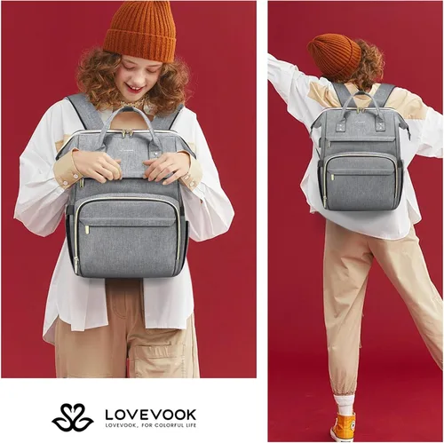 Miniatura 7 de Mochila para computadora portátil para mujer, de moda, para viaje, con puerto USB, gris), TY146931