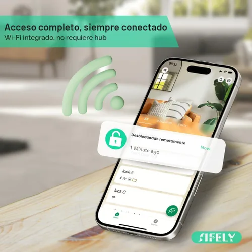 Miniatura 3 de Cerradura de puerta inteligente con huella digital WiFi integrada con mango y teclado, acceso remoto y bloqueo automático, entrada sin llave