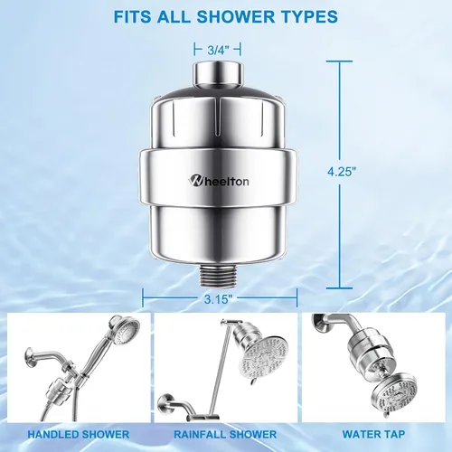 Miniatura 8 de Cabezal de Ducha Wheelton - Filtro de Cabezal de Ducha de Carbón Comprimido Mejorado para Agua Dura, Elimina Cloro, Fluoruro, Metales Pesados