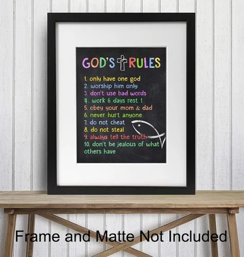Miniatura 2 de Decoración de pared de los Diez Mandamientos para niños, niñas, habitación de niños pequeños o guardería, arte de pared con versículos religiosos