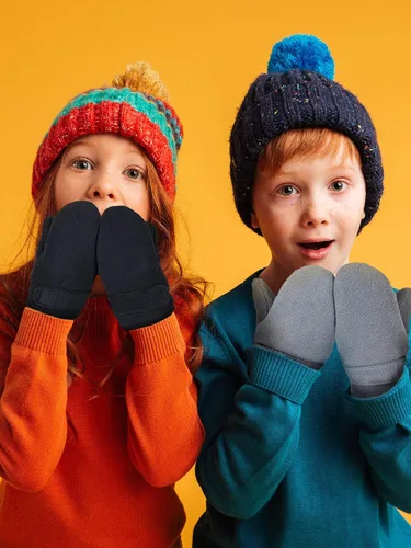 Miniatura 6 de SATINIOR 2 pares de guantes de forro polar suave Sherpa guantes cálidos de invierno para niños y niñas, clima frío