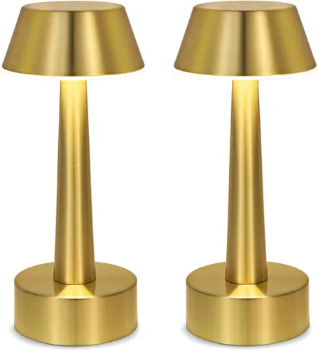 UMEXUS Paquete de 2 Lámparas de Mesa Pequeñas Inalámbricas Recargables, LED a Batería Operadas por Tacto con Atenuación de 3 Colores, Lámparas de