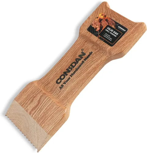 Miniatura 10 de CONSDAN Raspador de parrilla de madera, cepillo de madera de roble soild, raspador de parrilla para parrilla al aire libre, raspador de parrilla sin