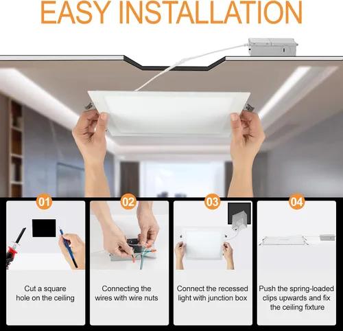 Miniatura 6 de LZHOME - Luz empotrable LED cuadrada de 11 pulgadas y 26 W, 3 colores de temperatura seleccionable y regulable, 2200 lúmenes, iluminación LED