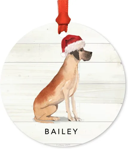 Miniatura 27 de Andaz Press Adorno de Navidad de metal personalizado para perro, perro y mascota, cocker spaniel con sombrero de Papá Noel, 1 paquete, incluye cinta