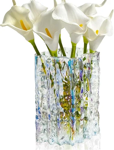 Miniatura 10 de Aoderun Jarrón de cristal de cristal resistente para mesa de comedor, cocina, oficina, hogar, estante, boda, sala de estar, centros de mesa (ámbar)