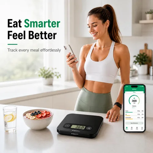 Miniatura 4 de URAMAZ Báscula de alimentos con calculadora nutricional, báscula digital de alimentos para báscula de cocina gramos y onzas, báscula inteligente