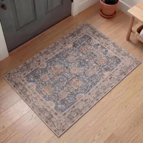Miniatura 98 de Kuden Alfombra pequeña de 2 x 3, lavable a máquina, parte trasera antideslizante, estilo vintage, suave, pelo bajo, alfombras de área para entrada