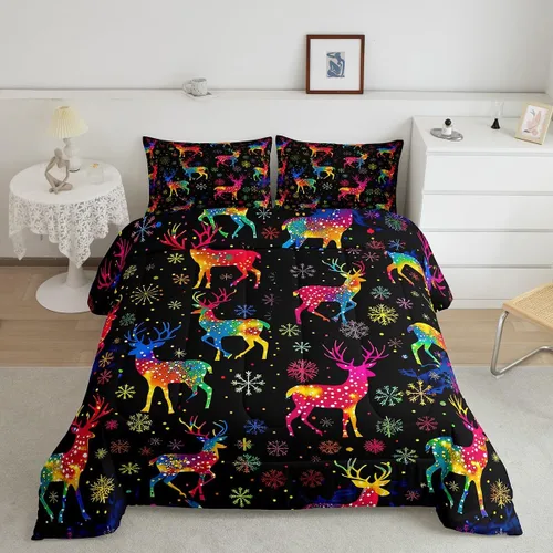 Miniatura 16 de Erosebridal Juego de edredón con gorro de Navidad, calcetines de Navidad, regalo de Navidad, decoración de ropa de cama, relleno de edredón de Feliz