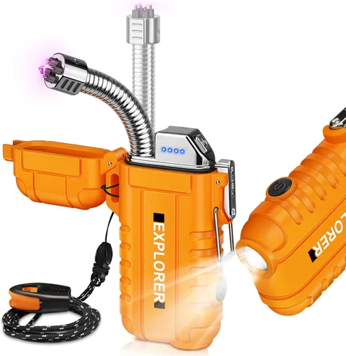 Miniatura 11 de Lafagiet Encendedor recargable USB C, cuello flexible de 360°, a prueba de viento y agua, encendedores de arco eléctrico para velas, camping F37-or