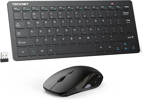 TECKNET Combo de Teclado y Ratón Inalámbrico, Mini Teclado de Computadora Inalámbrico y Conjunto de Ratón 2.4GHz, 1600 DPI Ajustable Silencioso,