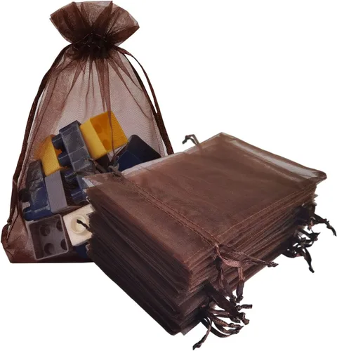 Miniatura 50 de Bolsas de Regalo de Organza 100 Piezas con Cordón 4x6 pulgadas Azul Marino para Baby Shower, Cumpleaños de Niña, Recuerdos de Fiesta, Boda