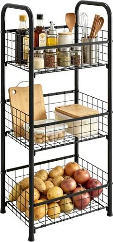 Miniatura 4 de PROXRACER Estante Independiente de 3 Niveles, Organizador de Estantes para Baño con Pies Ajustables, Torre de Almacenamiento de Metal y Acero
