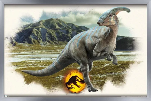 Miniatura 10 de Trends International Jurassic World: Dominion - Póster de pared focal de Parasaurolophus, 22.375 x 34 pulgadas, versión enmarcada de madera