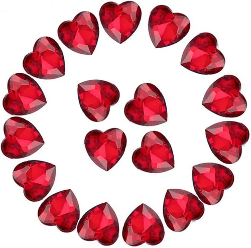 50 diamantes de imitación de cristal AB con forma de corazón en la parte trasera para manualidades, fabricación de joyas, 0.47 pulgadas, color rojo