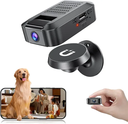 Minicámara - Cámara de niñera inalámbrica 4K HD WiFi para interiores con detección humana AI, visión nocturna, diseño magnético, almacenamiento en