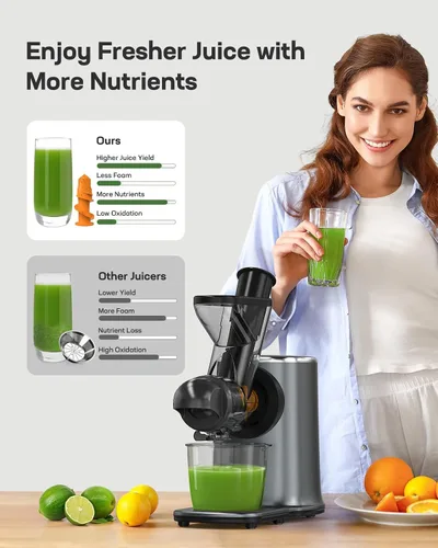 Miniatura 5 de Silonn Exprimidor Lento, Máquinas Extractoras de Prensa en Frío con Modos Suave y Duro, Extractor Masticador de Alto Rendimiento de Jugo para Frutas