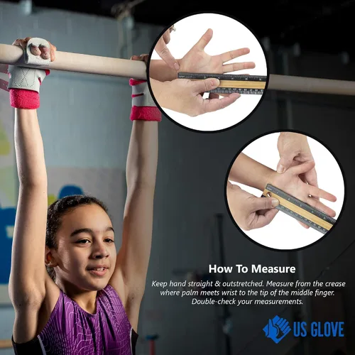 Miniatura 4 de US Glove Agarres de gimnasia desiguales para mujer con gancho y bucle, agarres para dominadas, guantes de gimnasia, agarres de levantamiento
