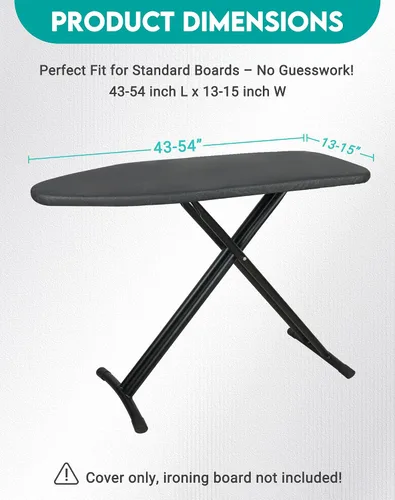 Miniatura 7 de ZOES HOMEWARE 2025 Funda y almohadilla reforzada para tabla de planchar, tamaño estándar 15x54, acolchado extra grueso y revestimiento de aluminio