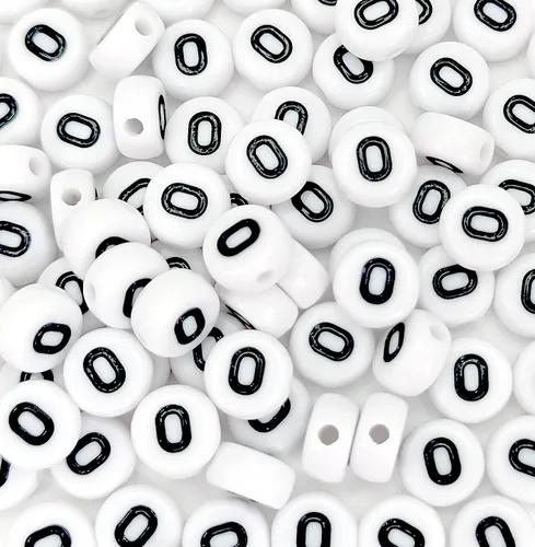Miniatura 36 de 100 cuentas de letras acrílicas del alfabeto para hacer joyas, cuentas redondas blancas de la letra D para hacer pulseras, collares, llaveros, 0.157