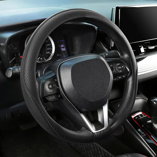 Miniatura 10 de SEG Direct Funda para volante de automóvil negra de tamaño pequeño de 14-14.25 pulgadas (35.5-36 cm), para Prius Civic Modelo 3 Modelo Y Camaro