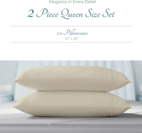 Miniatura 3 de Carressa Linen Juego de 2 fundas de almohada estándar 100% algodón egipcio, de la serie 1000, fundas de almohada de lujo de la colección Orquídeas