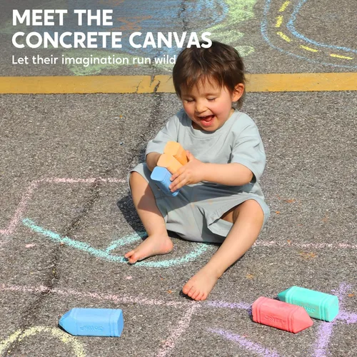 Miniatura 6 de JOYIN 12 tizas jumbo para acera con 6 colores, tiza lavable para niños, suministros escolares no tóxicos, juegos al aire libre, accesorios