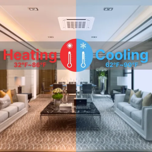 Miniatura 7 de Cooper & Hunter Doble 2 zonas 18000 24000 sin conductos Mini Split techo cassette aire acondicionado bomba de calor sistema multi zona incluyendo