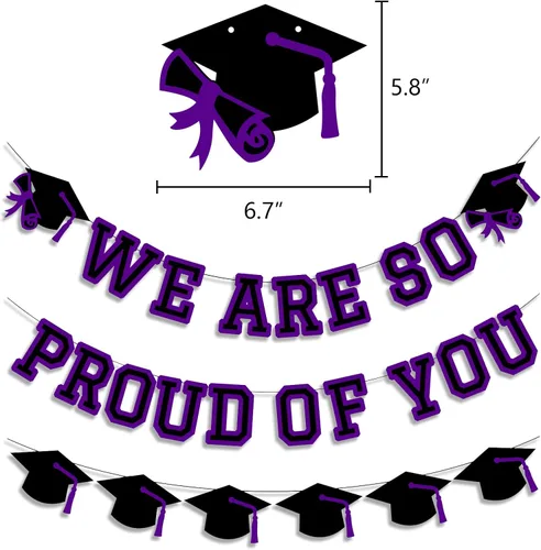 Miniatura 2 de Letrero con texto en inglés «We Are So Proud Of You», decoración para fiesta de graduación, guirnalda de tapa de felicitaciones, letrero de pared