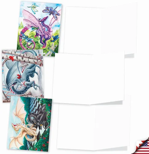 Miniatura 3 de The Best Card Company - 10 tarjetas de notas en blanco (4 x 5.12 pulgadas) - Divertidas tarjetas de fantasía mítica, en caja de saludos surtidos