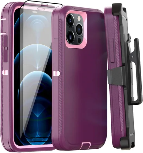 Miniatura 16 de Funda para iPhone 12 Mini con funda de clip para cinturón y 2 protectores de pantalla, funda de protección completa resistente de grado militar a