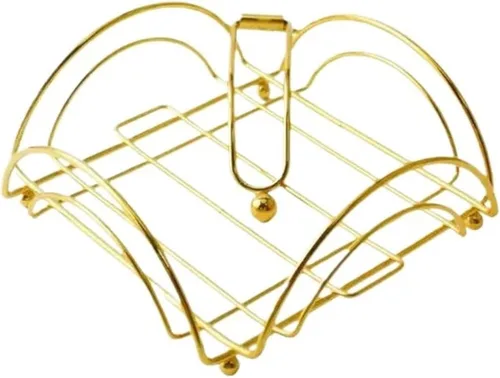 Rustic Metal Napkin Holder Square Paper Organizer Kitchen Restaurant Tabletop(2 Gold)