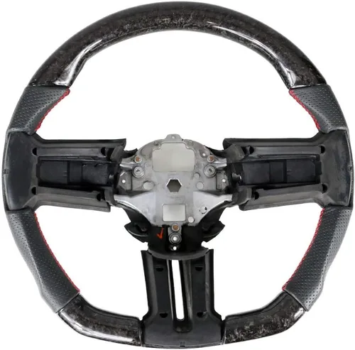 Miniatura 12 de IKON MOTORSPORTS, Volante compatible con Ford Mustang 2010-2014, Kit de reemplazo de cuerpo de volante en fibra de carbono y cuero con costura azul