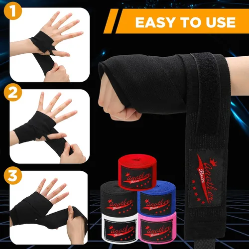 Miniatura 4 de Jenaai 10 pares elásticos de 180 pulgadas de boxeo de mano para artes marciales a granel, muñequeras para hombres y mujeres, kickboxing, artes