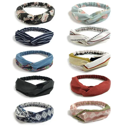 Miniatura 26 de DRESHOW - Paquete de 10 diademas para mujer con diseño entrecruzado vintage, estilo bohemio, trenzadas, elásticas, accesorios para el cabello
