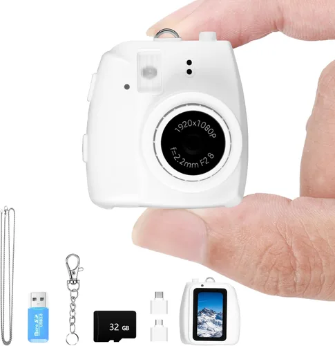 Miniatura 13 de Mini cámara con llavero, FHD 1080p 8MP Mini cámara digital con tarjeta SD de 32 GB, pantalla HD de 0.96 pulgadas, duración de la batería de 100 Negro
