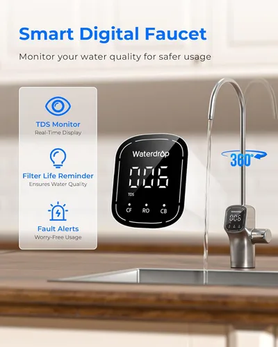 Miniatura 12 de Waterdrop Sistema de ósmosis inversa G3P800, flujo rápido de 800 GPD, certificado NSF/ANSI 42 y 53 y 58 y 372, 3:1 puro para drenar, sistema