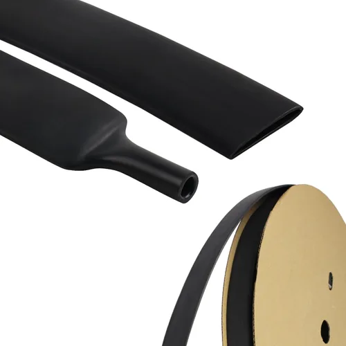 Miniatura 9 de Tubo termorretráctil negro 3:1 protector de cable de doble pared con adhesivo marino forrado con pegamento impermeable (1 pulgada - 25 pies)