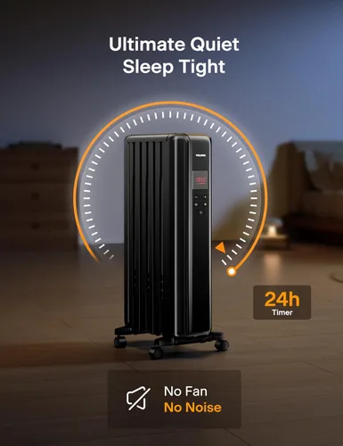 Miniatura 4 de PELONIS Calentador de Radiador Lleno de Aceite para Uso en Interiores Habitación Grande con Control Remoto, Calentador de Espacio Eléctrico
