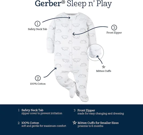 Miniatura 7 de Gerber Baby Girls 4 Pack Sleep N Play Footie