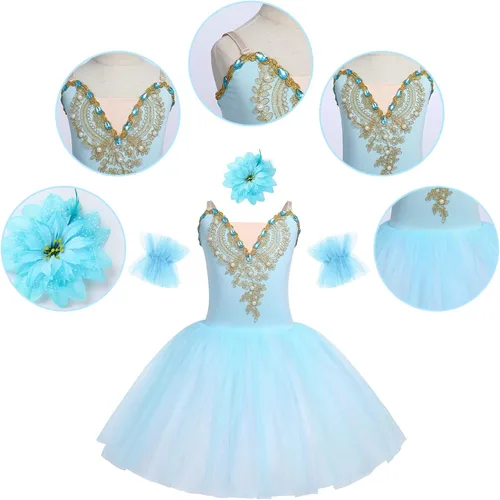 Miniatura 3 de AFAVOM Toddler Ballet Leotard for Girls Camisole Skirt Leotard Swan Lake Ballet Dance Dress with Accessories for Performance