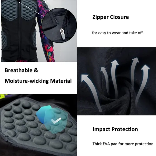 Miniatura 8 de Topeter Protector de pecho y costilla, camiseta protectora de paintball para niños y jóvenes Negro