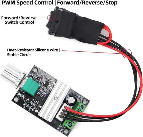 Miniatura 4 de RioRand Pequeño controlador de velocidad de motor PWM DC - para motores de engranajes de bajo voltaje de 6 V, 12 V, 24 V, 28 V, 3 A, 80 W