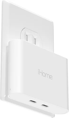 Miniatura 10 de iHome Cargador USB-C multipuerto de 40 W, bloque plano de 2 puertos AC Pro, adaptador de pared de carga rápida dual