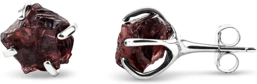 Miniatura 55 de Natural raw gemstone stud earrings with white gold over 925 sterling silver, 6 to 7mm rough genuine quality birthstone gift for her, Uniquelan