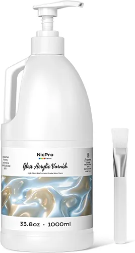 Miniatura 9 de Nicpro Barniz Brillante para Pintura Acrílica 4oz, Sin Amarilleamiento, No Tóxico, Anti-Agrietamiento, Barniz Acrílico Transparente para Artistas