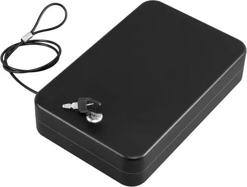 Dalmbox - Caja fuerte para pistolas, caja de seguridad pequeña para pistolas de mano con cerradura de combinación, caja fuerte portátil para viajes,