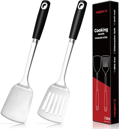 Miniatura 6 de Juego de utensilios de cocina de acero inoxidable 18/0, utensilios de cocina resistentes para uso diario, fiesta, boda, casa nueva, aptos para Negro