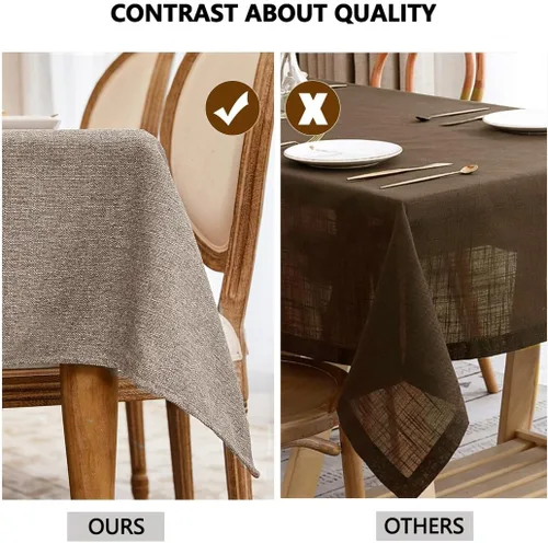 Miniatura 116 de Mantel para mesa rectangular de 55x71 pulgadas, de lino sintético, resistente a las arrugas e impermeable, color beige, para cocina, comedor