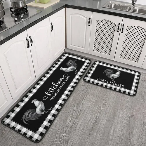 Miniatura 50 de Mloabuc® Tapete decorativo de flores, tapetes de cocina de arpillera de arpillera para mujer, accesorios de cocina para exteriores, 17 x 30 pulgadas